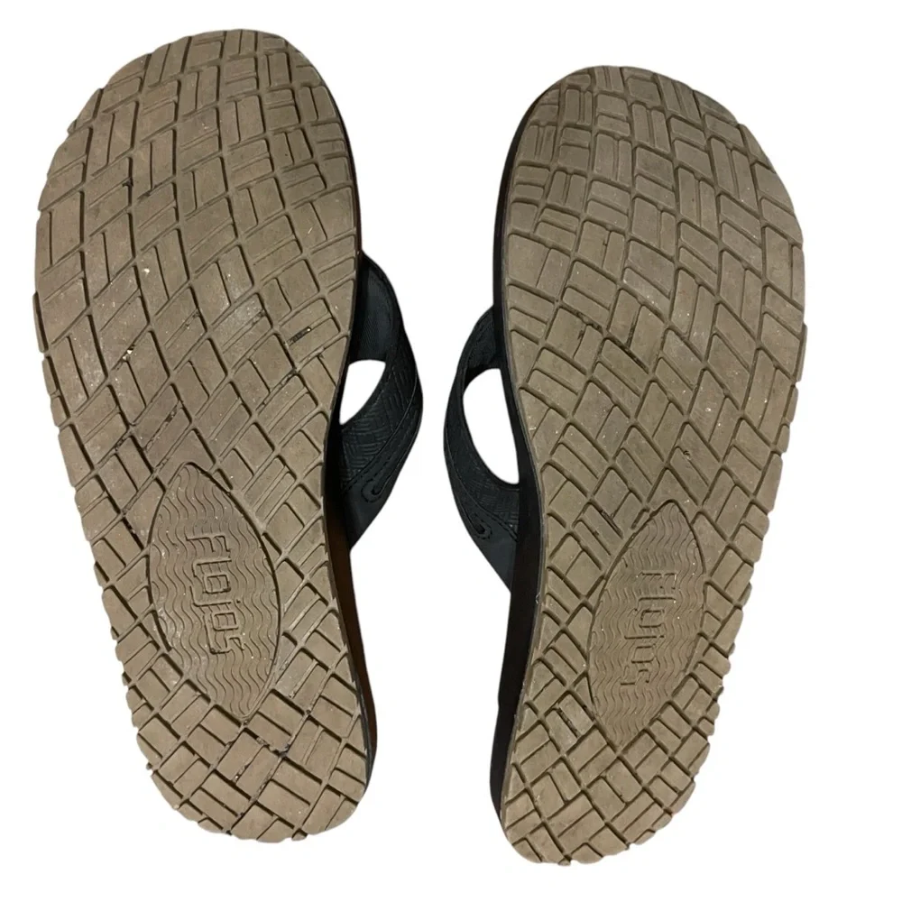 Flojos Black Flip Flops Summer Beach Vacation Camping LakeCasual‎ Comfort Trendy